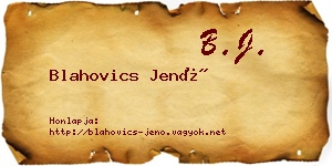 Blahovics Jenő névjegykártya